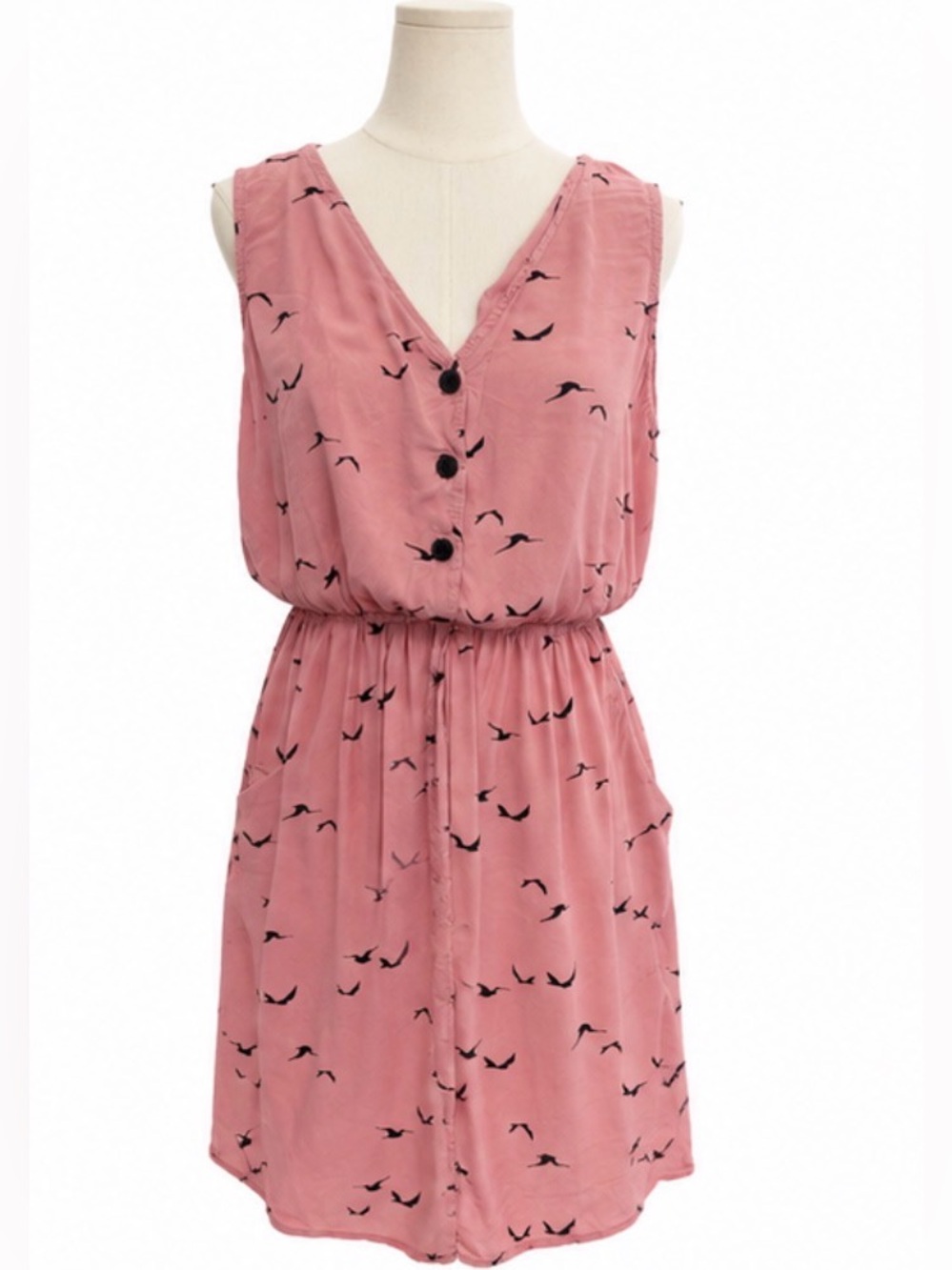Mimi Chica dusty rose bird print rayon mini dress size medium